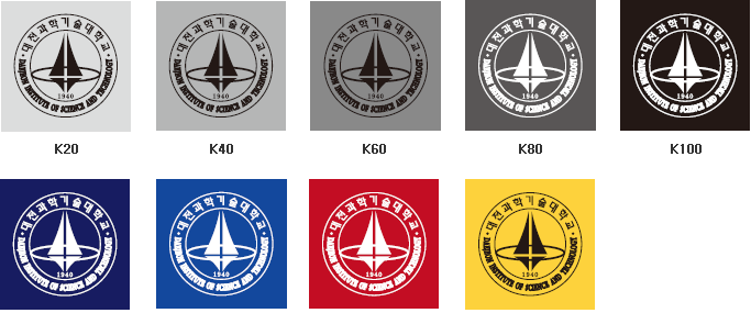 K20, K40, K60, K80, K100 흑백 문장/전용색상 사용예 이미지